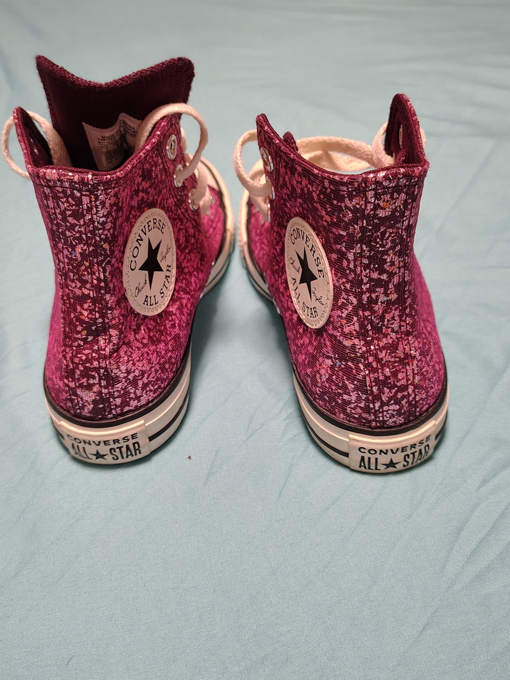 Converse Chuck Taylor All Star Glitter High Top Sneakers Pink & Black US 7 - Picture 4 of 8